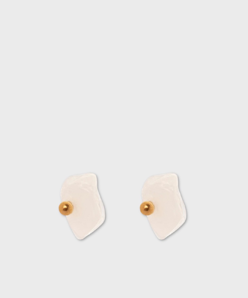Sodini Fortaleza jade pebble earrings, white
