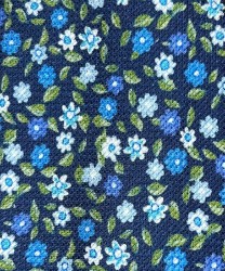 Ulturale cravatta tre pieghe in cotone e seta, blu fiori