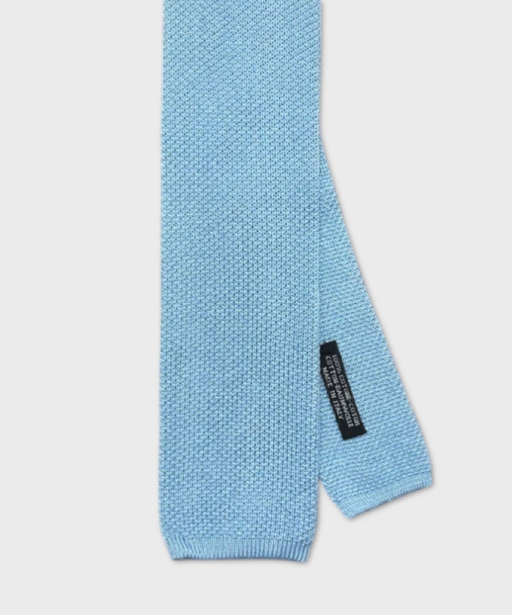 Petronius 1926 cravatta a maglia in cotone, dritta, azzurro