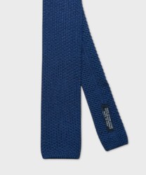 Petronius 1926 straight cotton knitted tie, blue