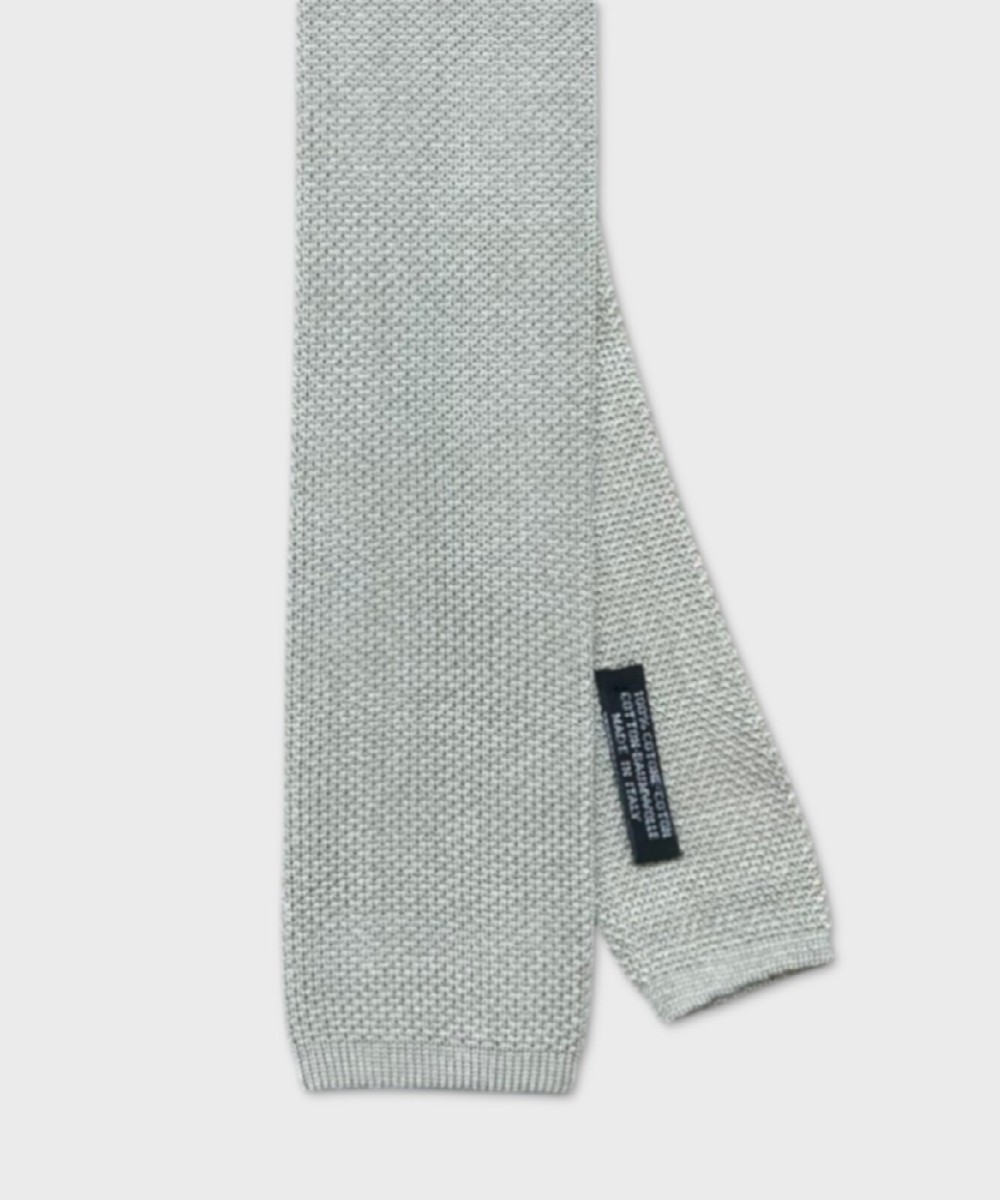 Petronius 1926 hand-sewn cotton knitted tie, beige