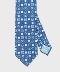 Arcuri three fold tie in linen and silk, unlined, blue large