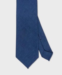 Arcuri three fold linen tie, unlined, midnight blue