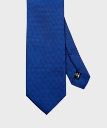 Galise cravatta tre pieghe in seta jacquard, tinta unita blu