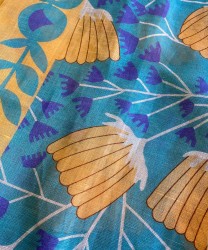 Arcuri sciarpa in misto lino e cotone, fantasia girasole