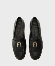 Furla Chic mocassino con frangia, nero