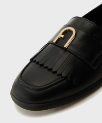 Furla Chic fringed moccasin, black