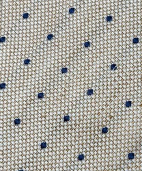 Galise three fold tie in linen and silk, beige with blue polka