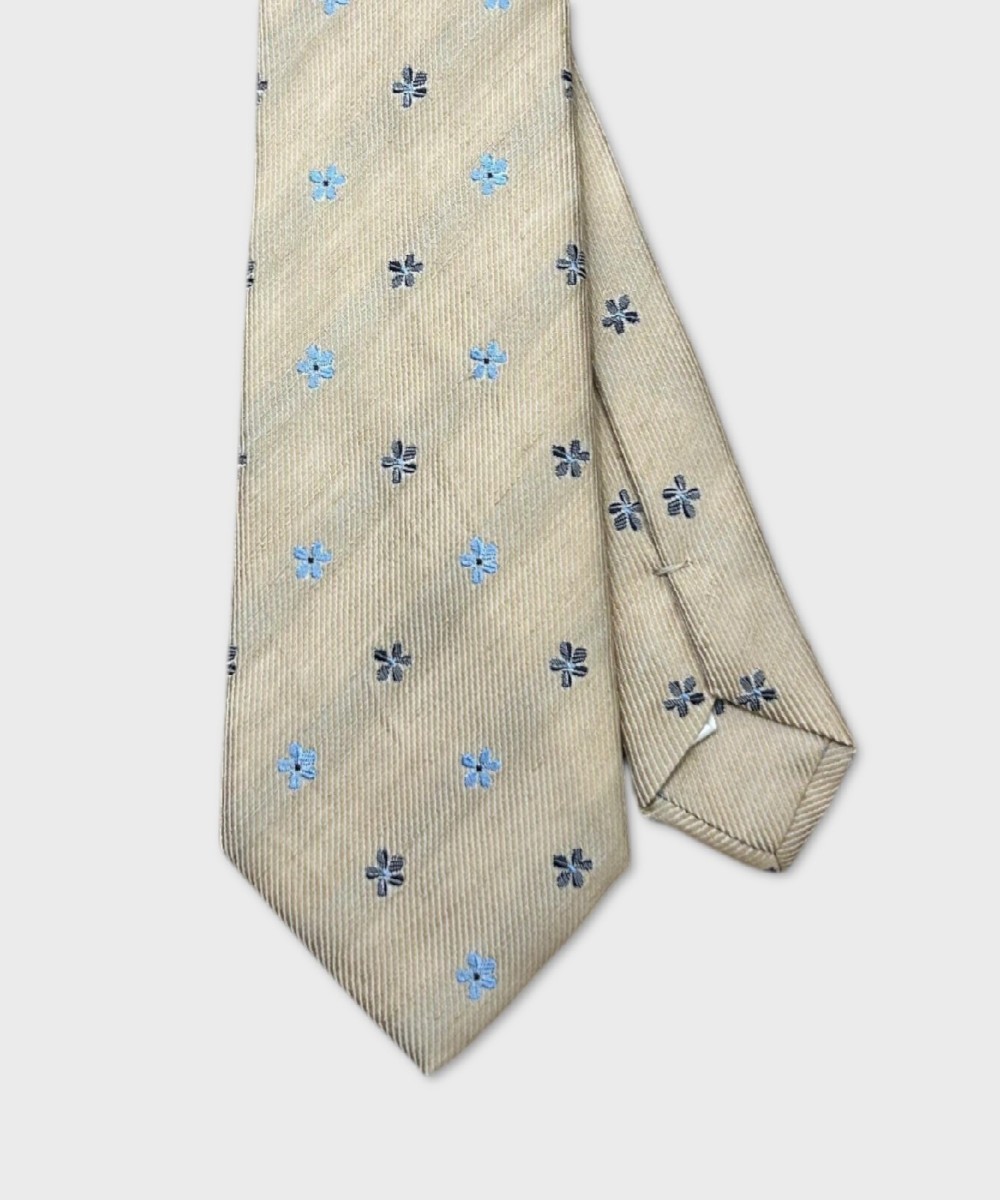 Galise three fold tie in linen and silk, beige...