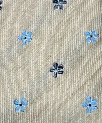 Galise three fold tie in linen and silk, beige blue flowers