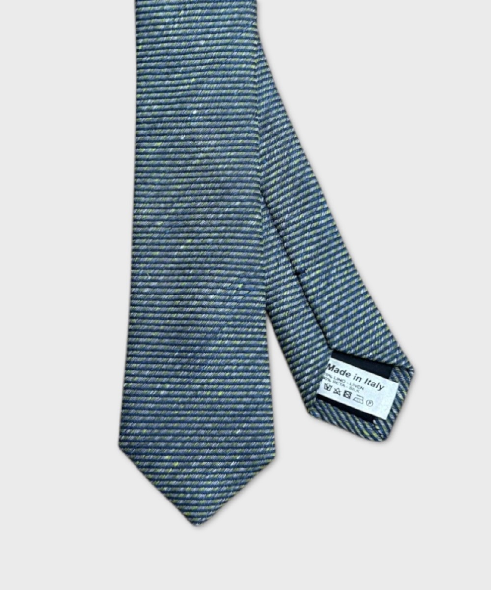 Galise tie in linen and silk, blue green