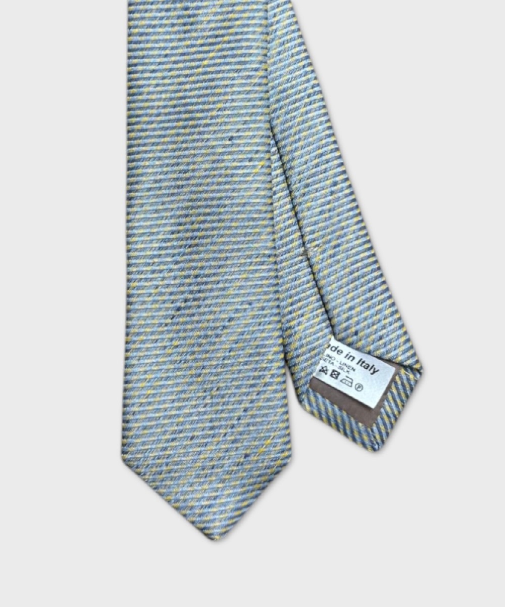 Galise tie in linen and silk, light blue yellow