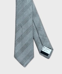 Galise tie in linen and silk, grey white