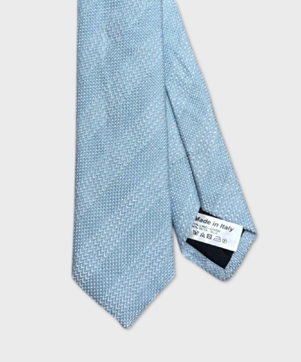 Galise linen and silk tie, dusty blue