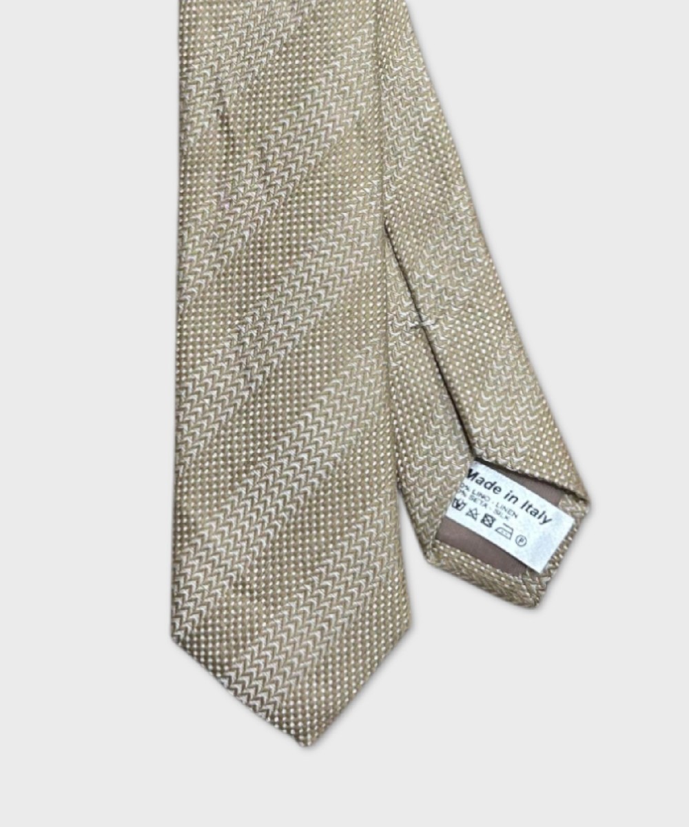 Galise tie in linen and silk, beige white