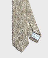 Galise tie in linen and silk, beige white