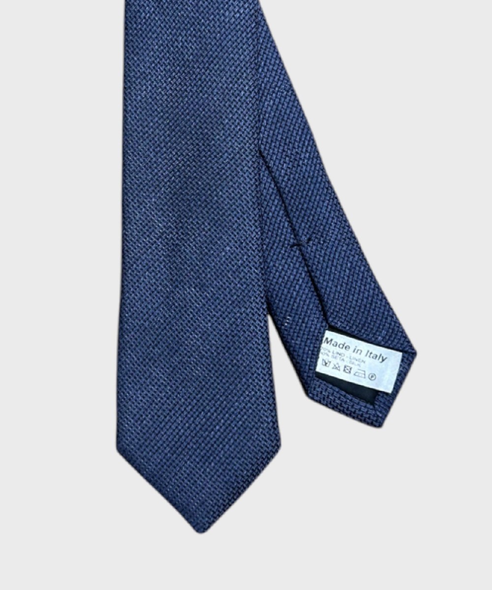 Galise linen and silk tie, midnight blue