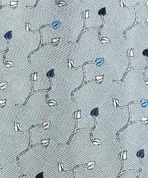 Galise three fold tie in jacquard silk, pearl grey leaves