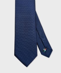 Galise three-fold tie in jacquard silk, solid color night blue