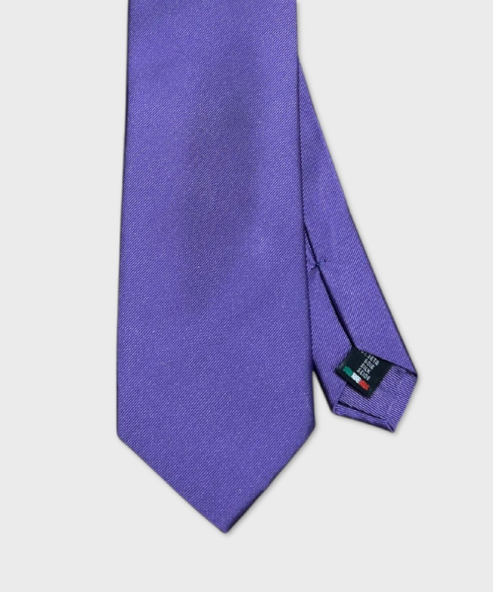 Galise three fold silk tie, solid purple