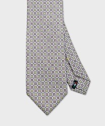 Galise three fold silk tie, pink square pattern