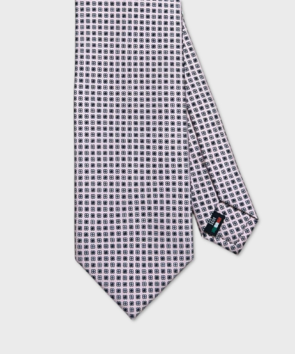 Galise three-fold silk tie, pink flower pattern