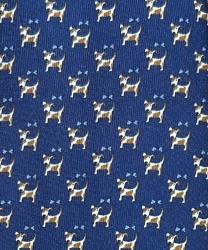 Galise cravatta tre pieghe in seta, fantasia blu dog