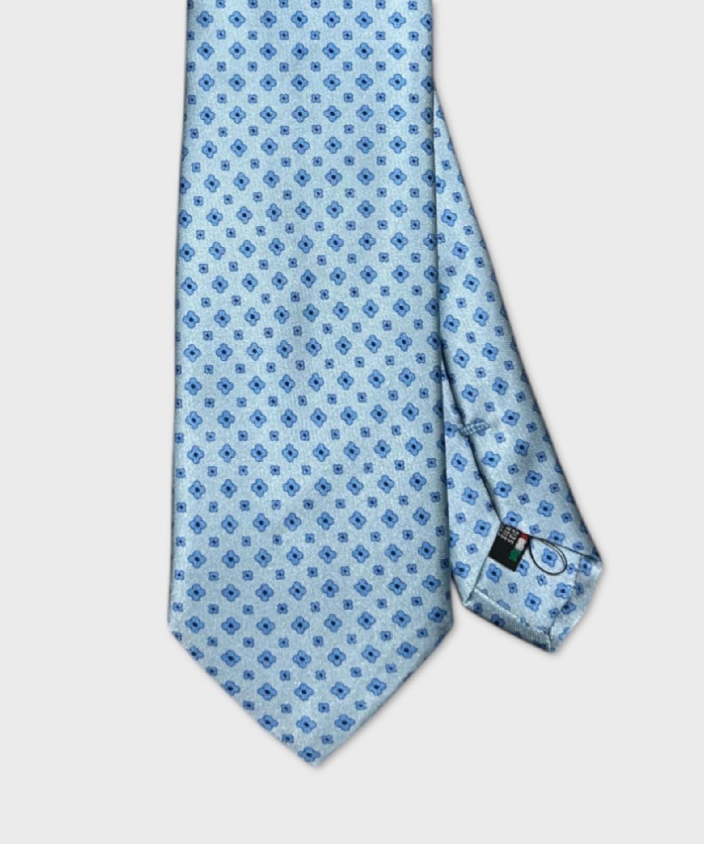 Galise three-fold silk tie, light blue pattern