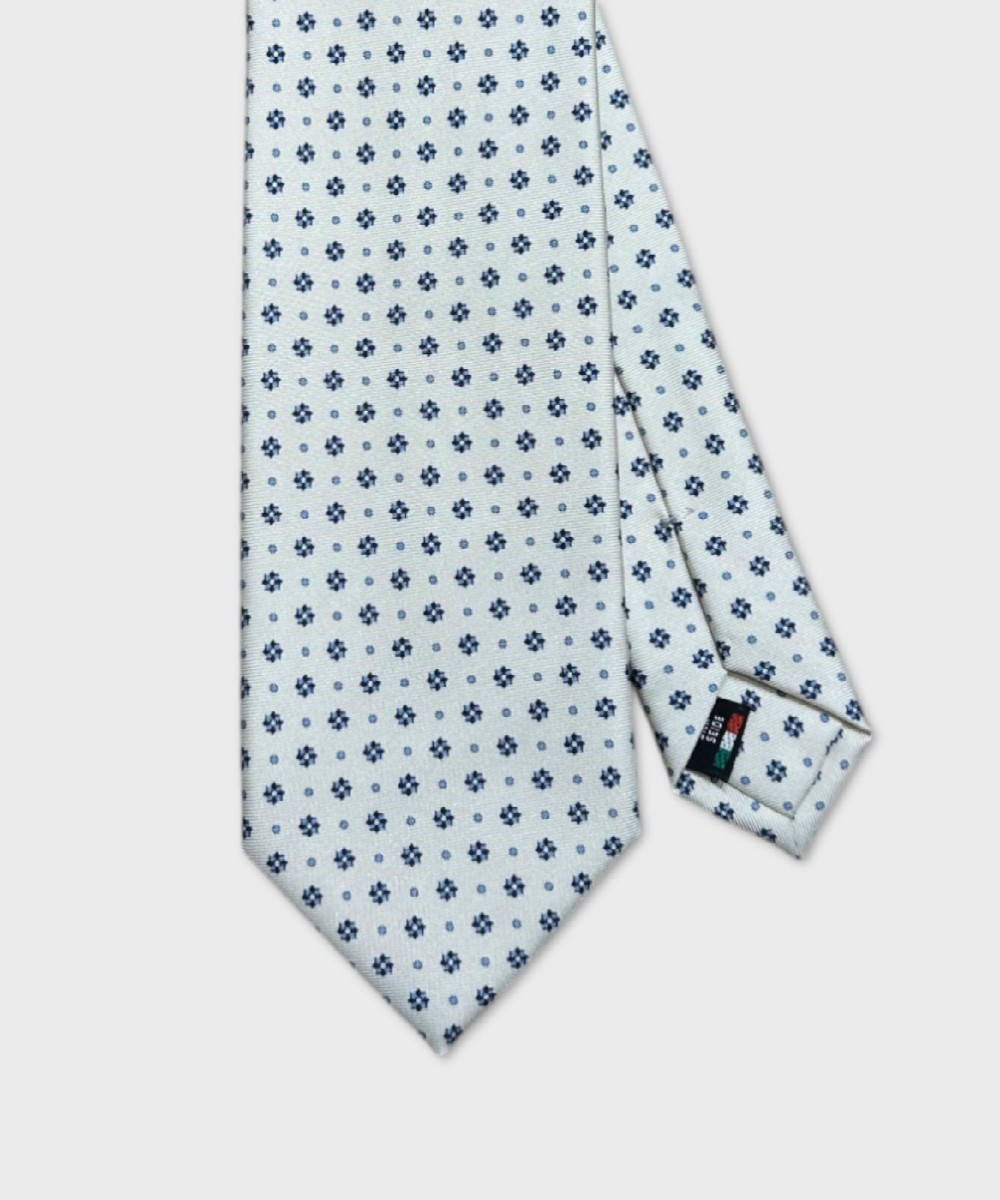 Galise three-fold silk tie, white pattern