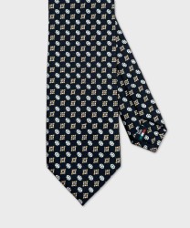 Galise three-fold silk tie, black pattern