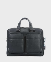 Piquadro Black Square laptop and iPad briefcase, 2 handles