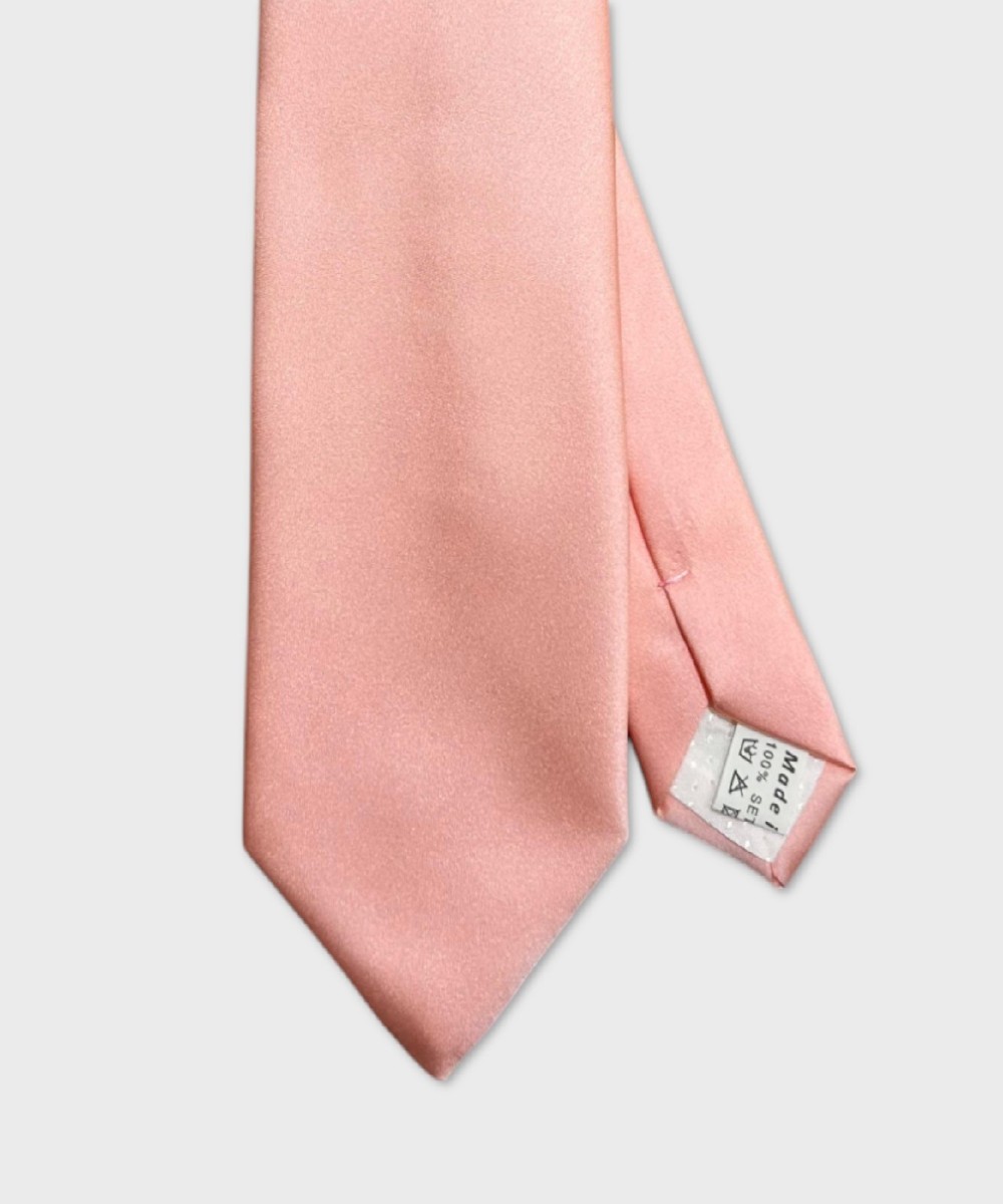 Galise three-fold silk satin tie, solid pink