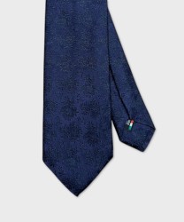 Galise cravatta tre pieghe in seta jacquard, flower blu notte