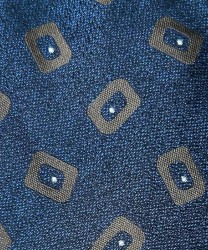 Galise three-fold jacquard silk tie, blue geo brown