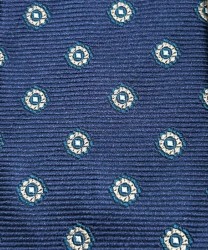 Galise three-fold jacquard silk tie, blue with white circles