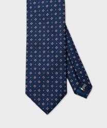 Galise cravatta tre pieghe in seta jacquard, blu microfantasia