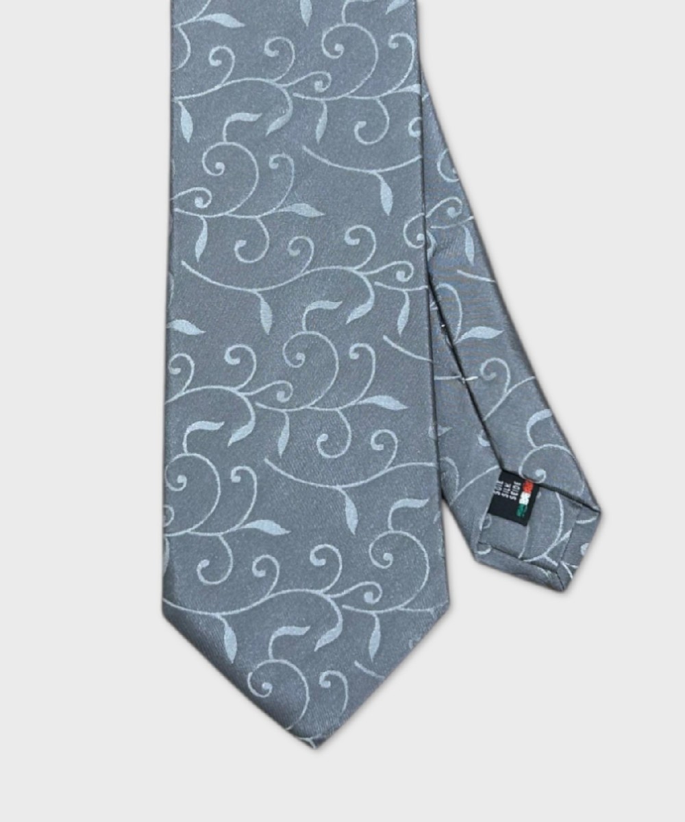 Galise three-fold jacquard silk tie, branch grey