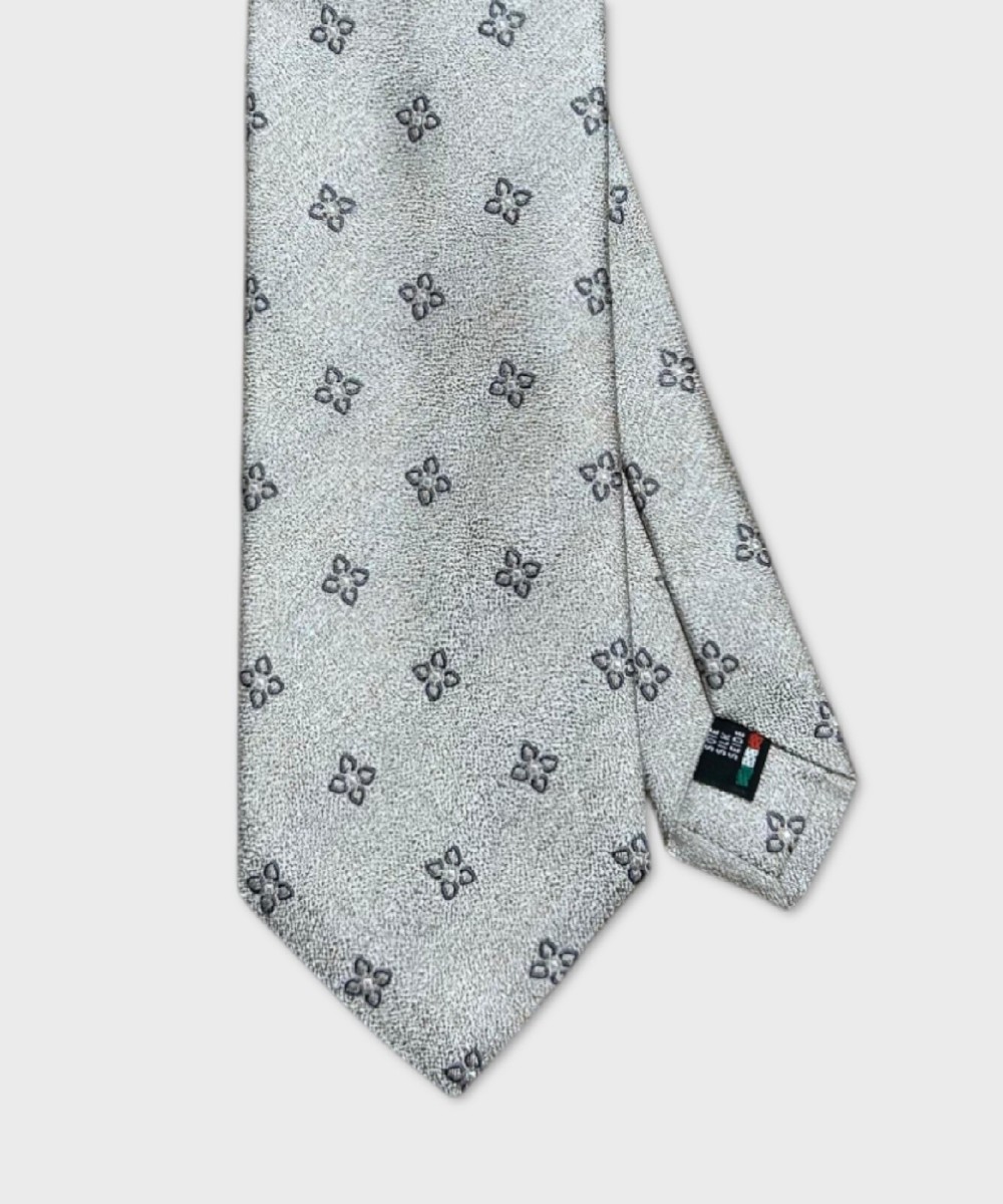 Galise three-fold jacquard silk tie, swirl flowers