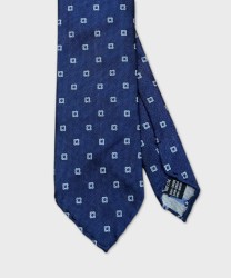 Galise cravatta tre pieghe in seta jacquard sfoderata, blu