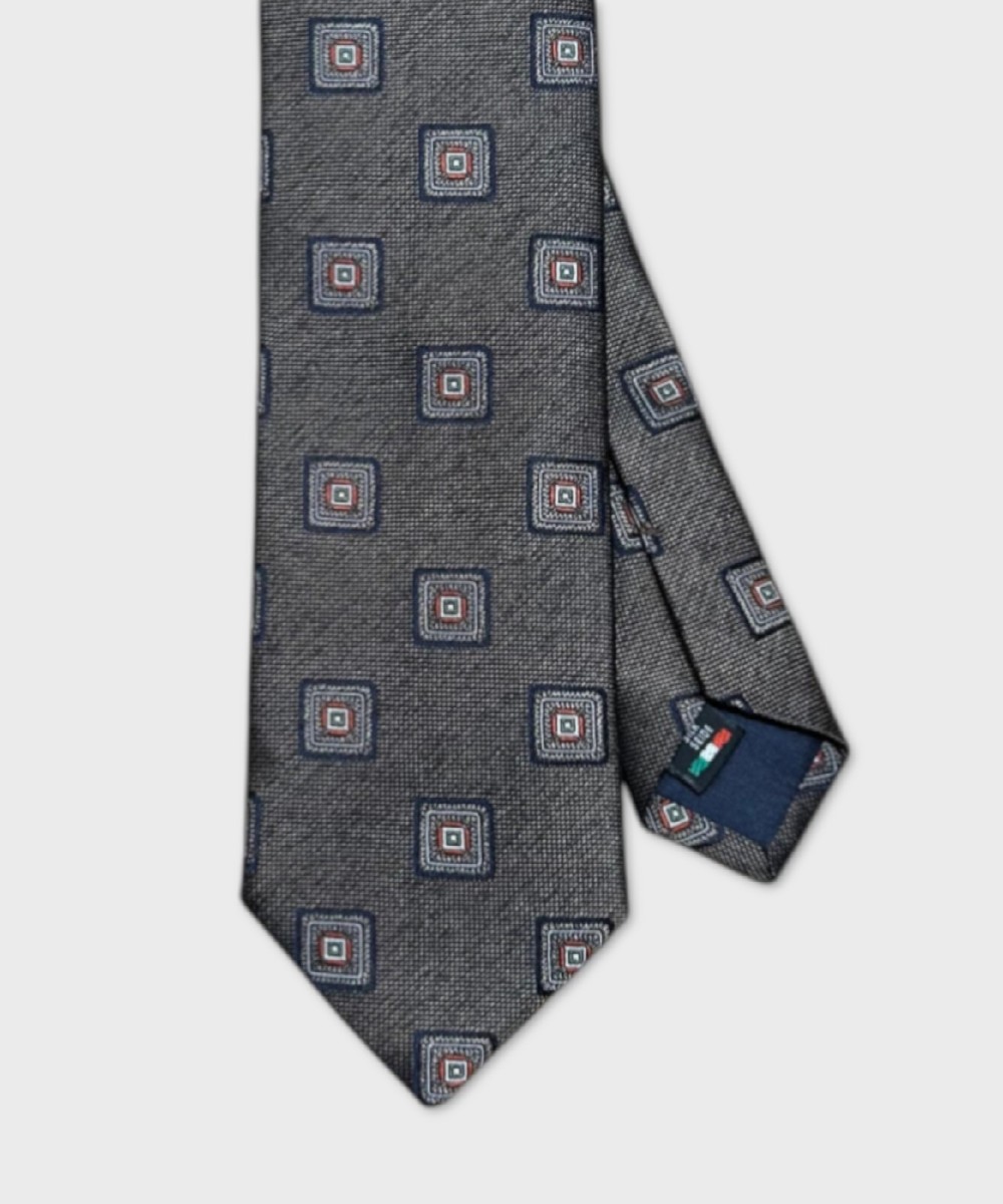 Galise three-fold jacquard silk tie, geo blue