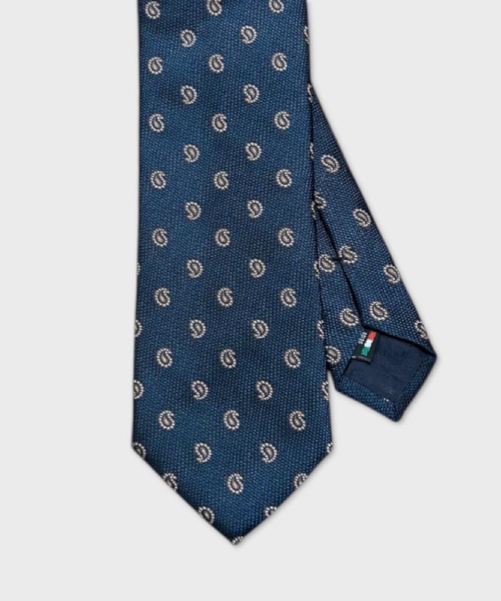 Galise three-fold jacquard silk tie, lily blue