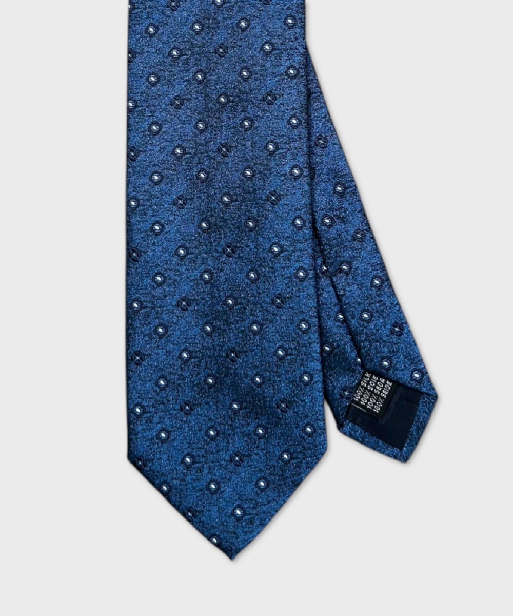 Galise three-fold jacquard silk tie, blue