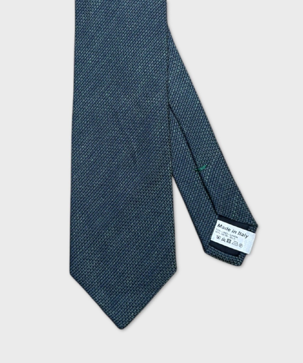 Galise three-fold tie in linen and silk, blue