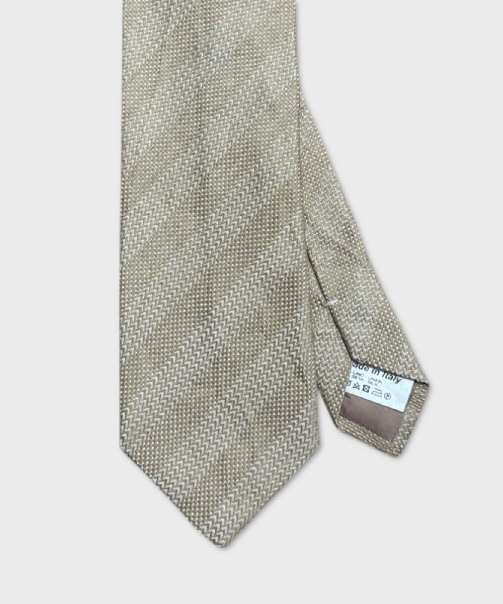 Galise three-fold tie in linen and silk, beige