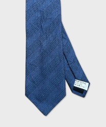 Galise three-fold tie in linen and silk, blue