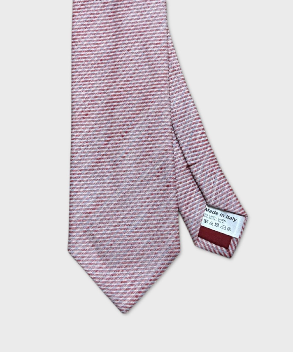 Galise three-fold tie in linen and silk, red