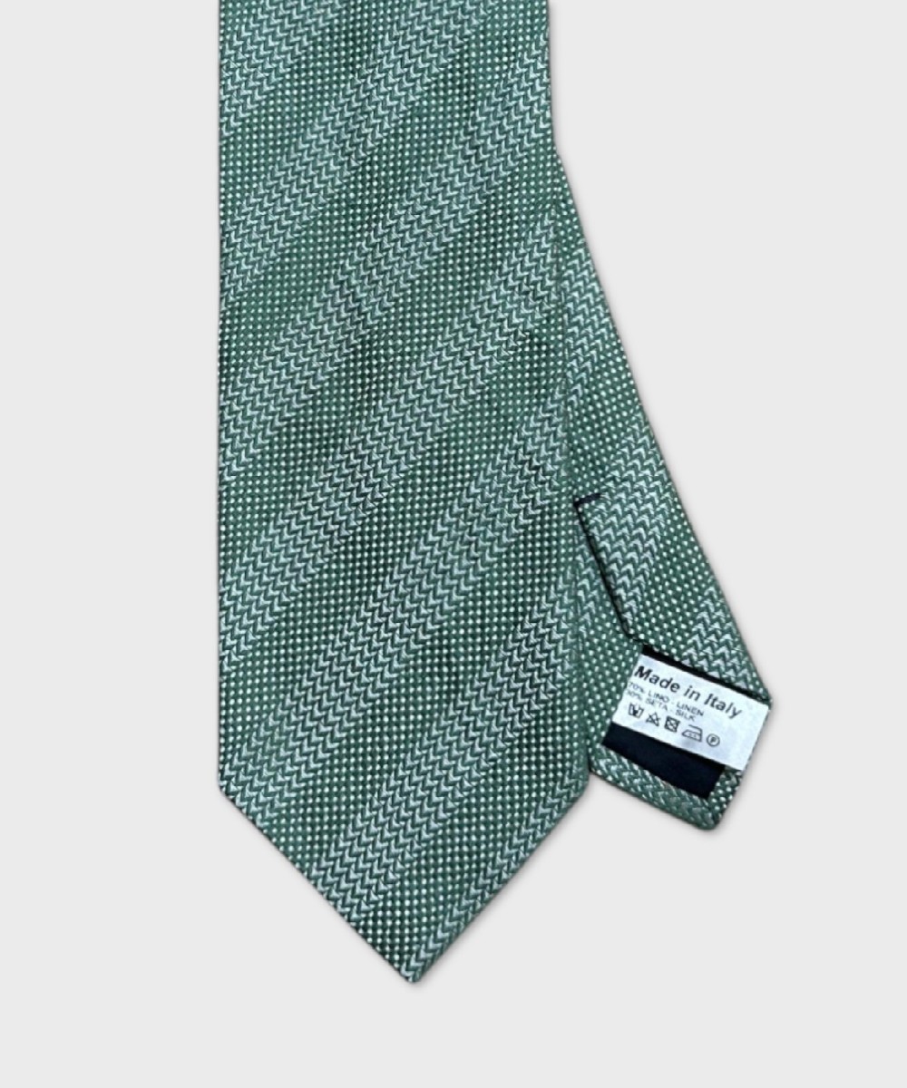 Galise three-fold tie in linen and silk, green