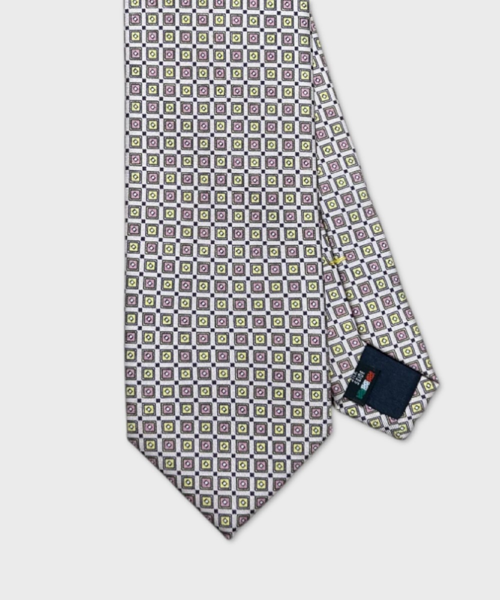 Galise three-fold silk tie, lilac pattern