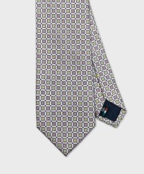 Galise three-fold silk tie, lilac pattern