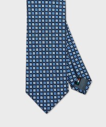 Galise three-fold silk tie, blue pattern